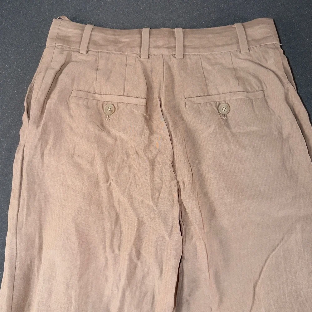 Babaton Aritzia Tan Viscose Linen Blend Wide Leg Trousers Pants Size 0 107202